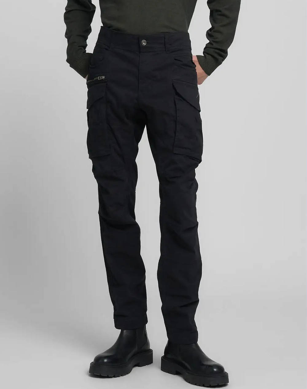 Replay Pants Men Clothes Trousers Cargo Black Cotton,Elastic M9873A.000.84387 098 Male Cargo Black