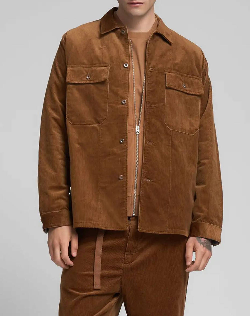 Replay Jacket (Raider) Men Clothes Shirts Brown Cotton,Elastic,Synthetic M8493 .000.85348 247 Male Shirts Brown