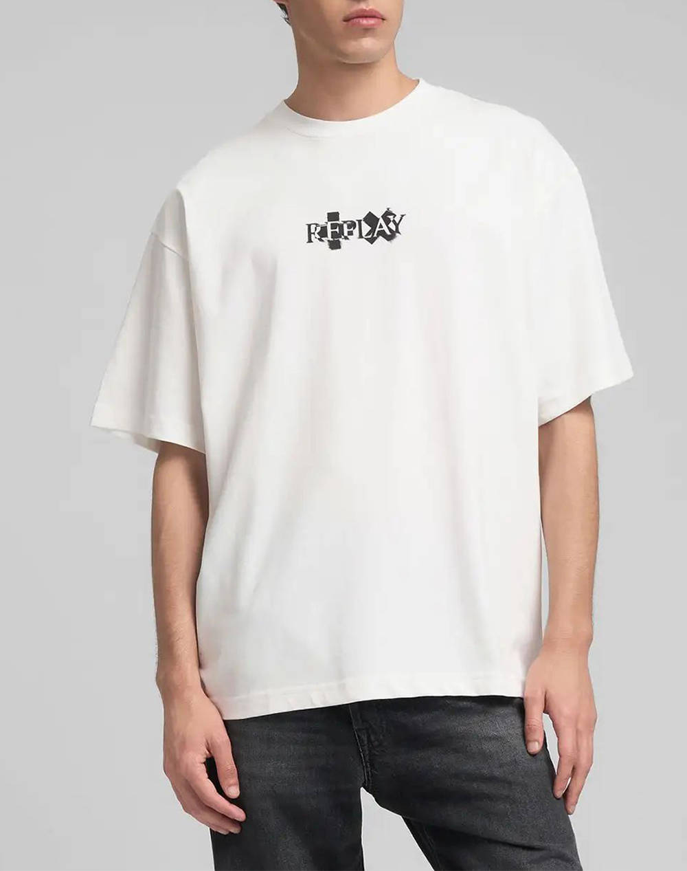 Replay Maco Men Clothes T Shirts & Sweatshirts T Shirts Offwhite Cotton Mmg354.000.23454 011 Male T-Shirts