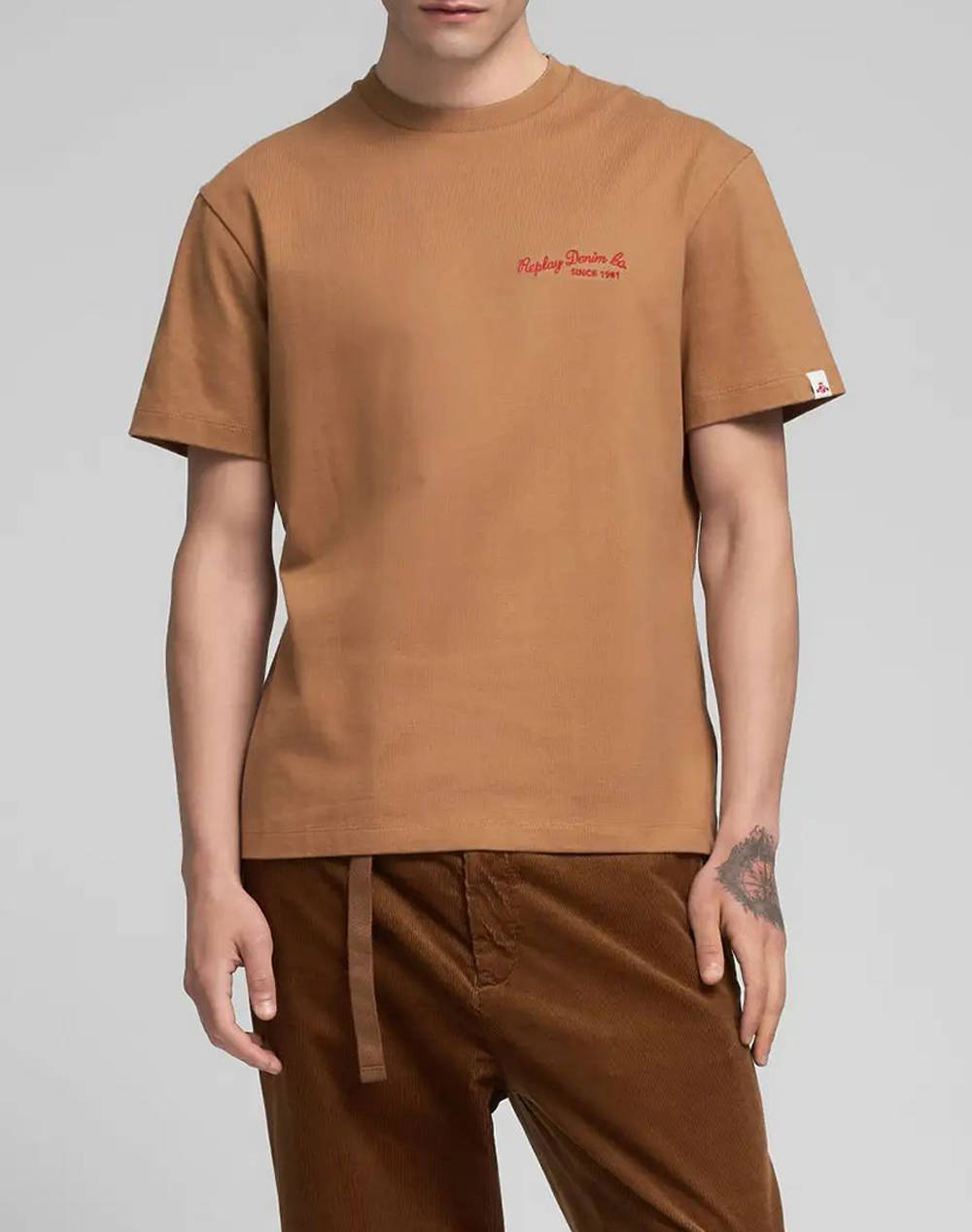 Replay Maco Men Clothes T Shirts & Sweatshirts T Shirts Tan Cotton M3249 .000.23938 247 Male T-Shirts