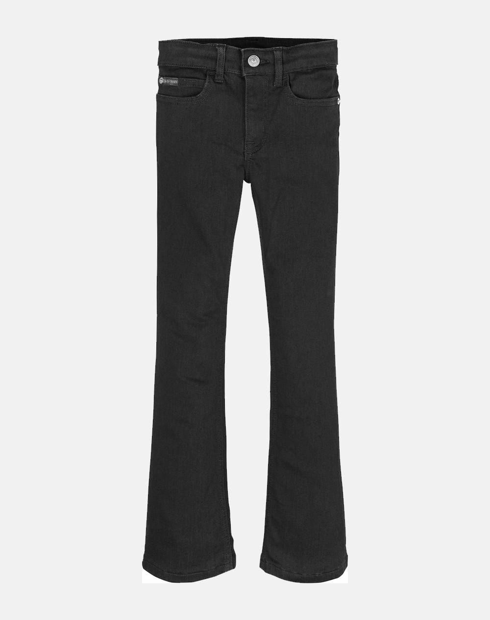 Calvin Klein Mr Flare Ess Black Str Denim Kids Girl Clothes Trousers Denimblack Cotton,Elastic,Synthetic Ig0Ig02610 8Y 16Y 1By Female Trousers Black