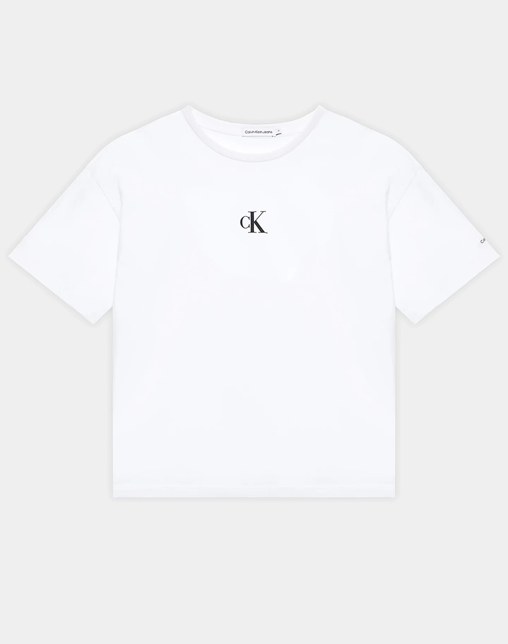 Calvin Klein Jeans Ck Logo Boxy T Shirt Kids Girl Clothes Shirts White Cotton Ig0Ig02136 8Y 16Y Yaf Female Shirts