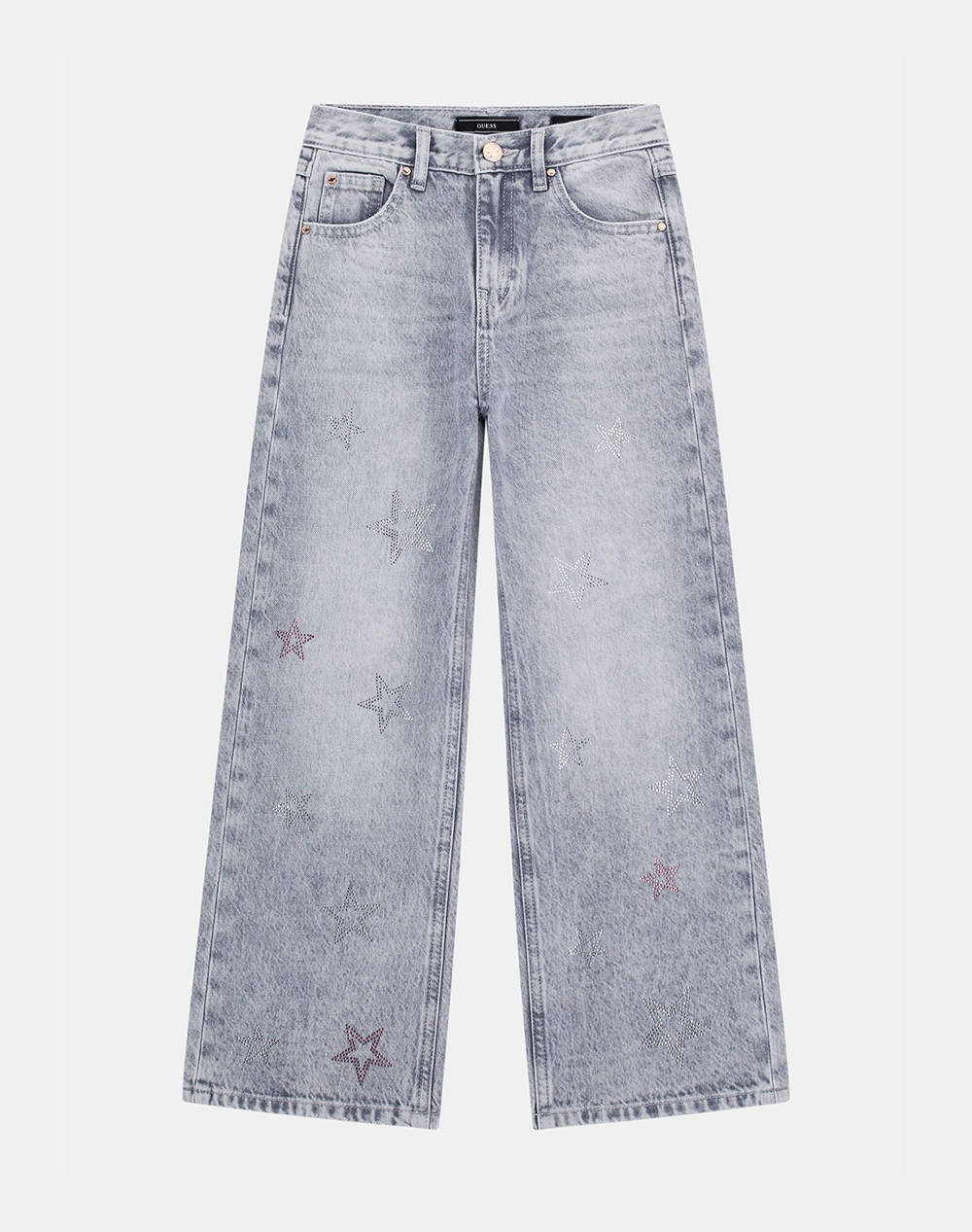 Guess Grey Rgd Dnm 90S Pants W/Stars Kids Girl Pants Kids Girl Clothes Shirts Denimgray Cotton J5Ya00D5Nj0 Ryrw Female Shirts