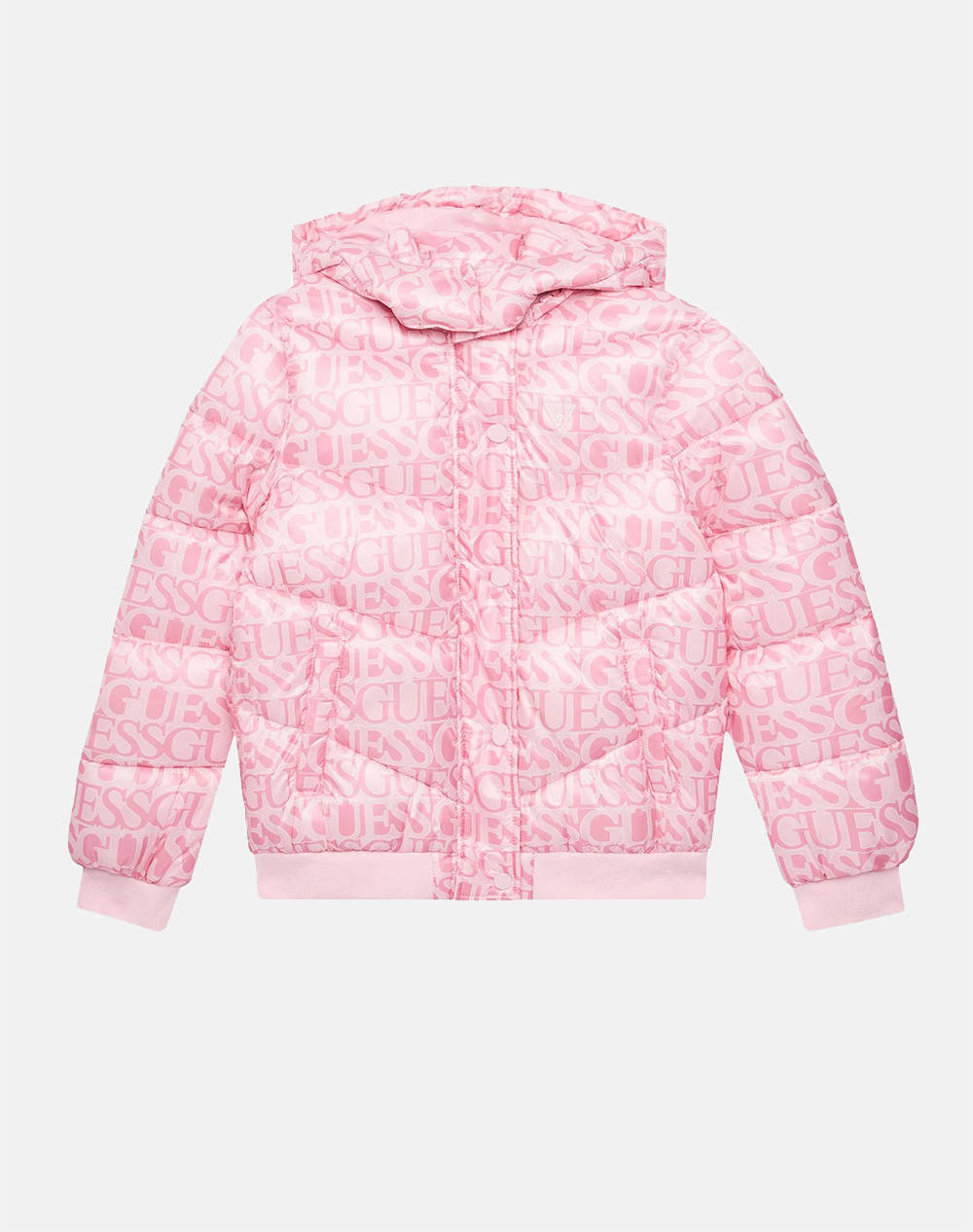 Guess Padded Hooded Ls Jacket Kids Girl Kids Girl Clothes Jackets Pink Synthetic K5Yl02Wegy0 P61P Female Jackets