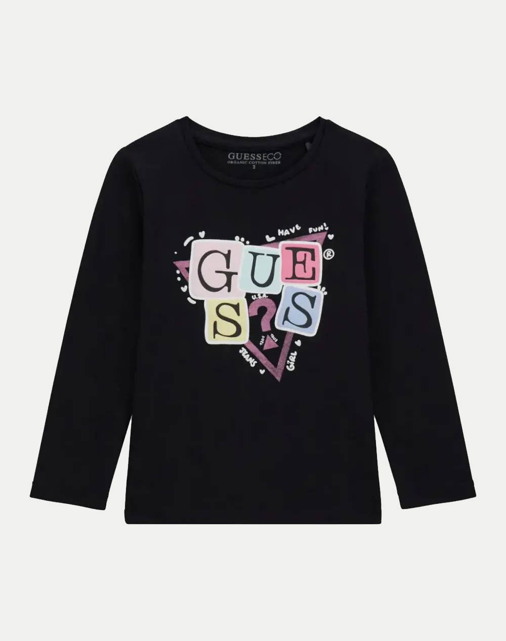 Guess Ls T Shirt Kids Girl Kids Girl Clothes Shirts Black Cotton,Elastic K5Yi07K6Yw4 Jblk Female Shirts Black