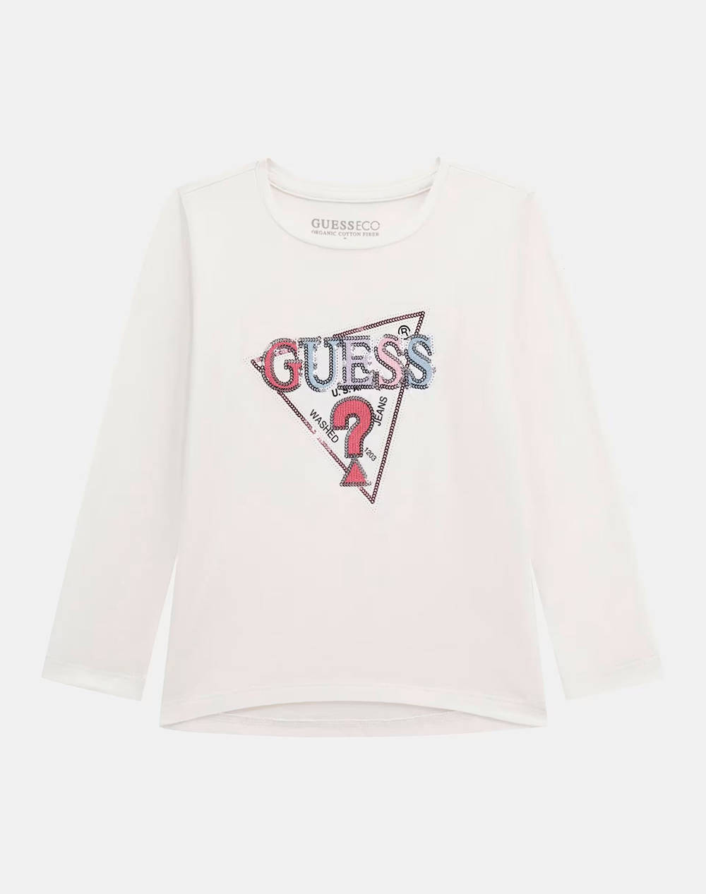 Guess High Low Ls T Shirt Girl Kids Girl Clothes Shirts White Cotton,Elastic K5Yi10K6Yw4 G011 Female Shirts