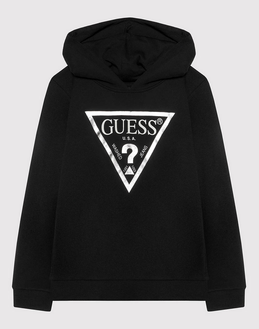 Guess Hooded Ls Fleece_Core Sweatshirt Kids Girl Kids Girl Sportswear Top Clothing Sweatshirts Black Cotton J83Q14Kaug0 Jblk Female Sweatshirts Black