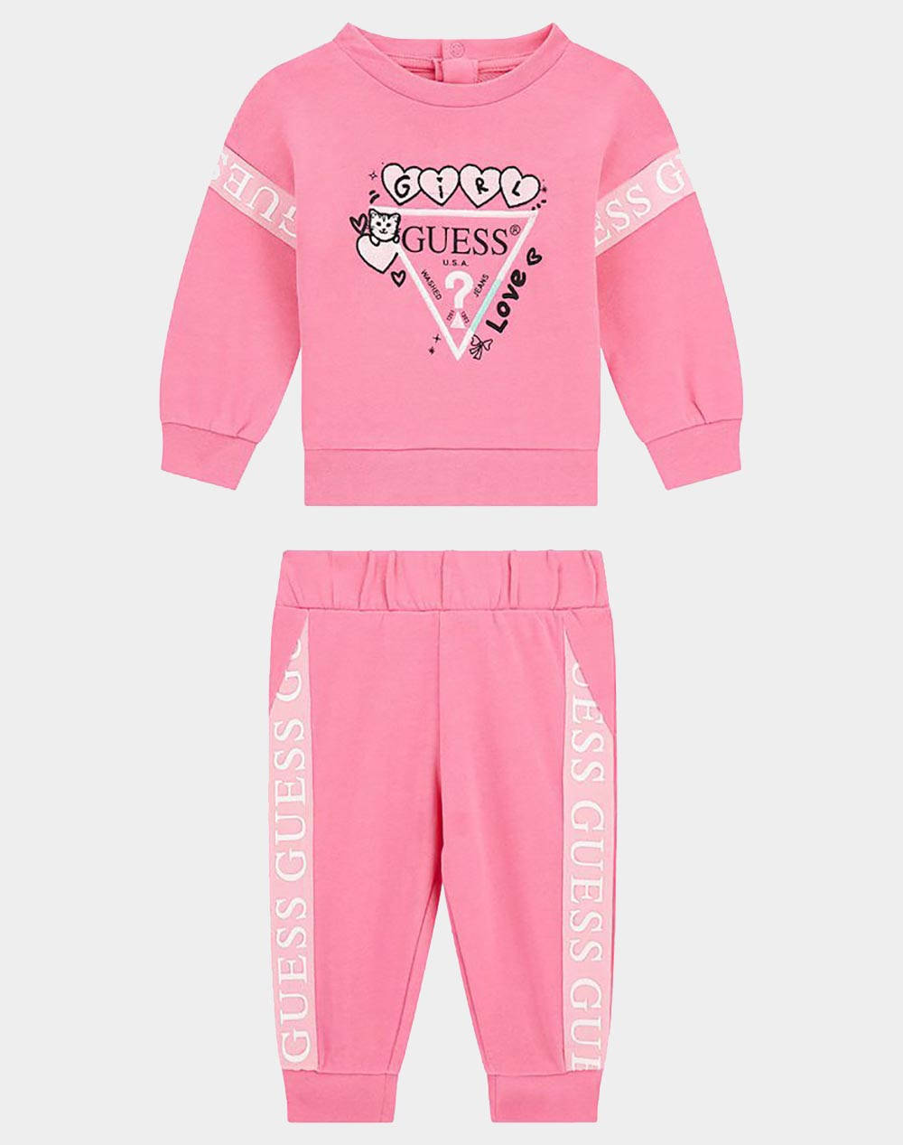 Guess Set Ls Active Top+Active Pants Kids Set Girl Kids Girl Sportswear Sets Pink Cotton A5Yg03Ka6R4 G6N3 Female Sets