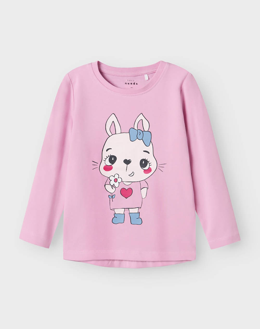 Name It Nmfvix Ls Top Kids Girl Clothes Shirts Lightpurple Cotton,Elastic 13224958 Pastel Lavendercute Bunny With Flower Female Shirts