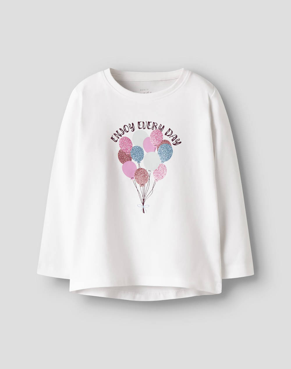 Name It Nmfvix Ls Top Kids Girl Clothes Shirts White Cotton,Elastic 13224958 Bright Whiteballoons Female Shirts