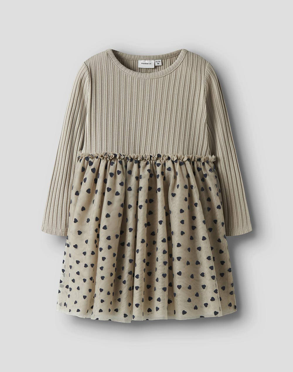 Name It Nmfnea Ls Tulle Dress Παιδι Κοριτσι Ρουχα Φορεματα Biege Βαμβακι,Με Ελασταν,Συνθετικο 13246609 Island Fossil - Koolfly