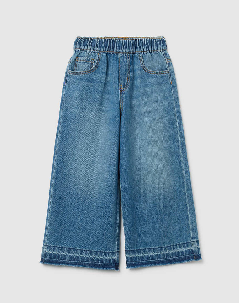 Ovs Denim Wide Leg Kids Girl Clothes Trousers Denimblue Cotton 2457268 Medium Blue Female Trousers Blue