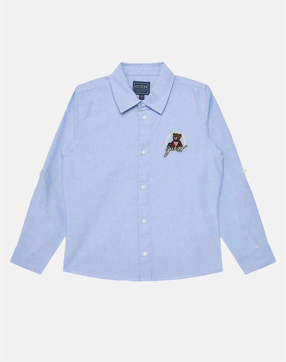 Guess Oxford Adj. Ls Shirt India Kids Boy Kids Boy Clothes Shirts Lightblue Cotton N5Rh10W9Cl0 Oxfd Male Shirts Blue