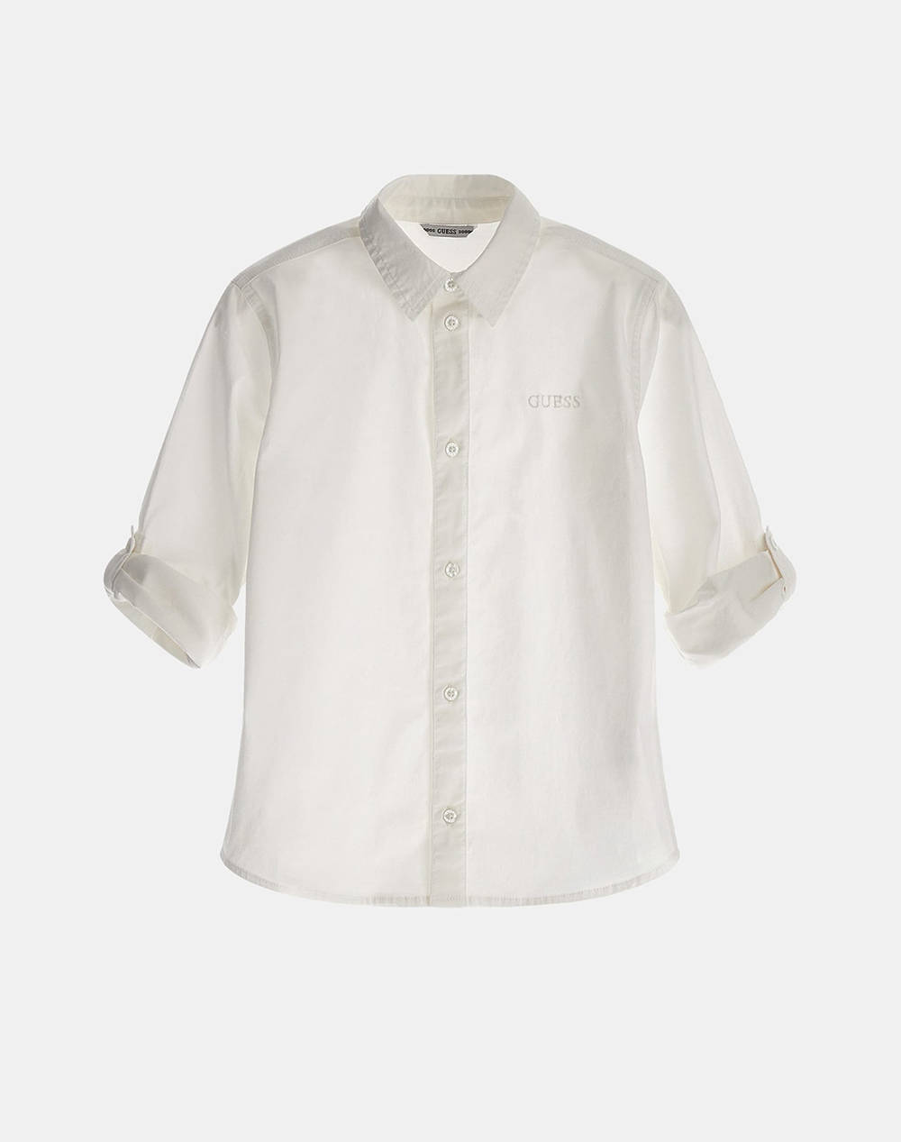 Guess Str. Poplin Adj. Ls Shirt India Kids Boy Kids Boy Clothes Shirts White Cotton,Elastic L3Yh04We5W0 G011 Male Shirts