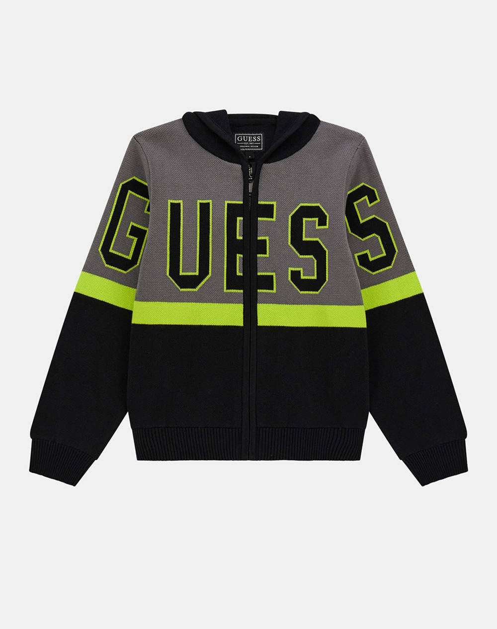 Guess Hooded Ls Sweater W/Zip Knitted Kids Boy Kids Boy Clothes Cardigans Multi Cotton L5Yr02Z0150 Jblk Male Cardigans