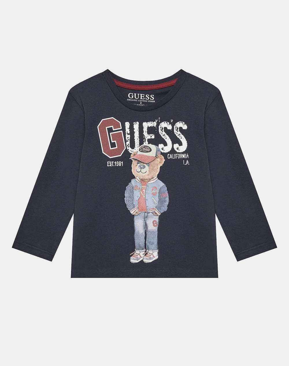 Guess Ls T Shirt Kids Boy Kids Boy Clothes T Shirts Darkblue Cotton N5Yi23K8Hm4 G7V2 Male T-Shirts Blue
