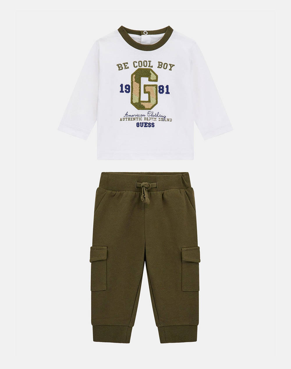 Guess Set Ls T Shirt + Cargo Jogger Set Boy Kids Boy Clothes Sets White Cotton I5Yg06K8Hm4 G011 Male Sets