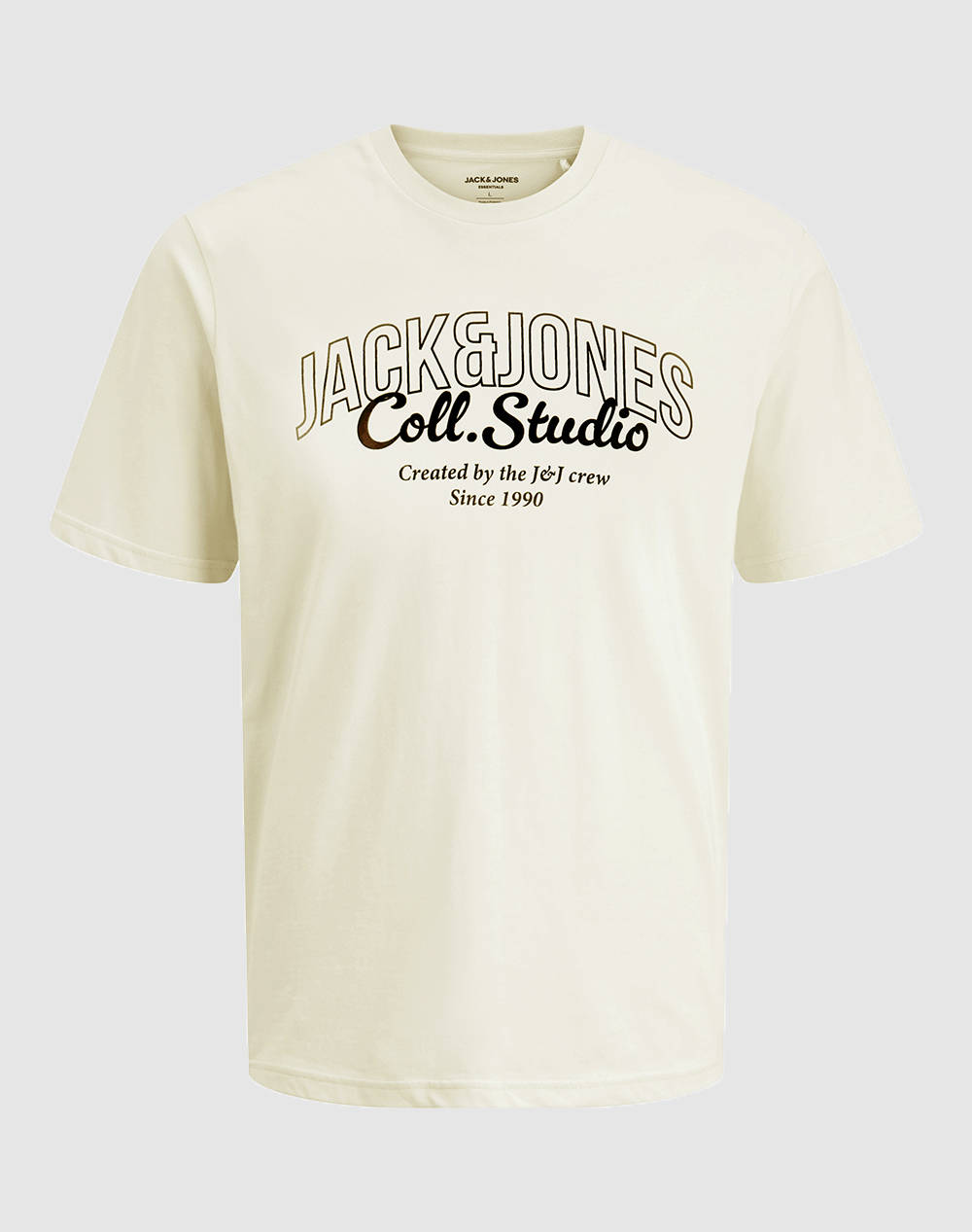Jack&Jones Jjmakoto Tee Ss Crew Neck Jnr Kids Boy Clothes T Shirts Ivory Cotton 12279640 Antique Whitebigprint Male T-Shirts