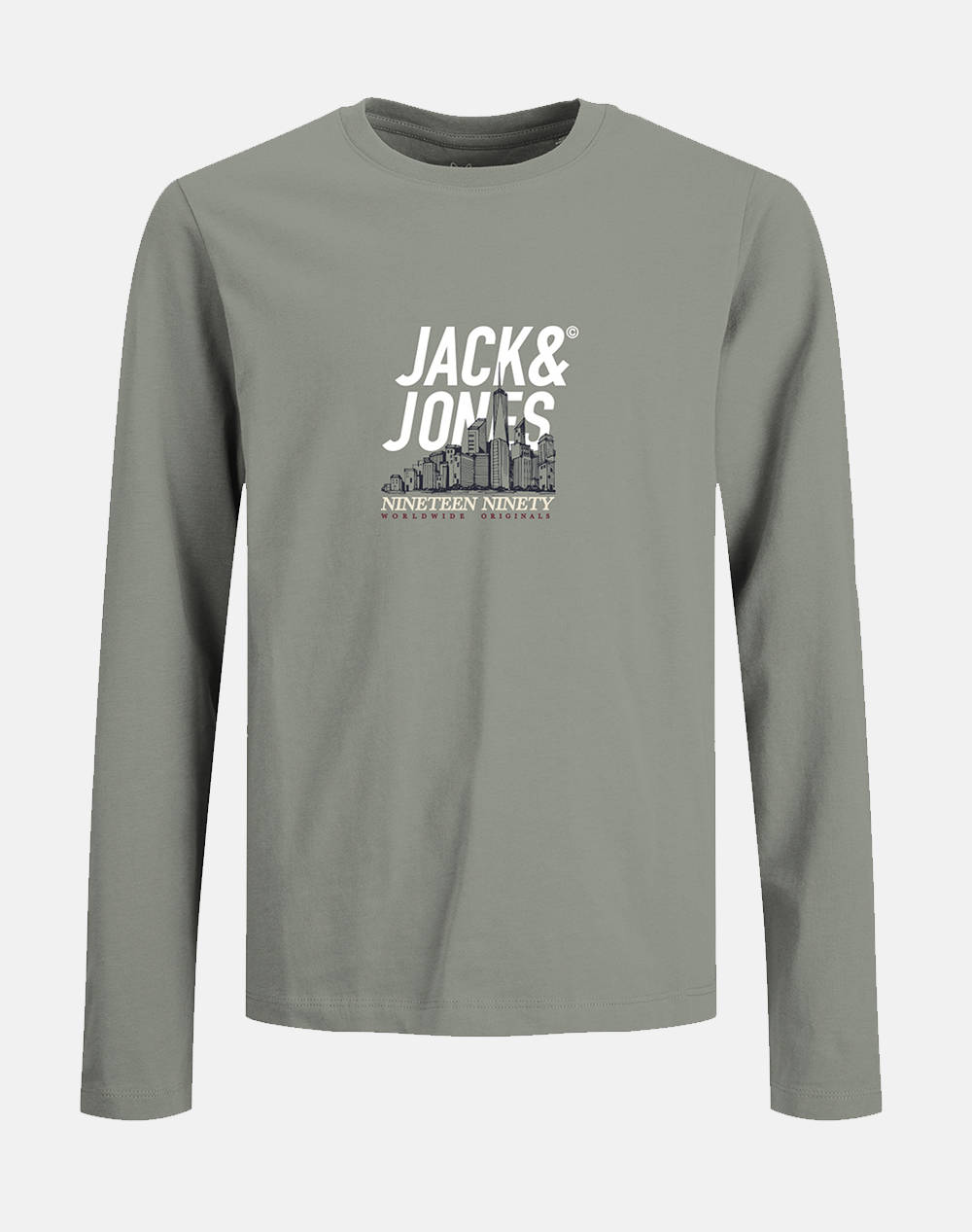 Jack&Jones Joryork Tee Ls Crew Neck Fst Jnr Kids Boy Clothes T Shirts Khaki Cotton 12288451 Seagrassjnr Male T-Shirts Khaki