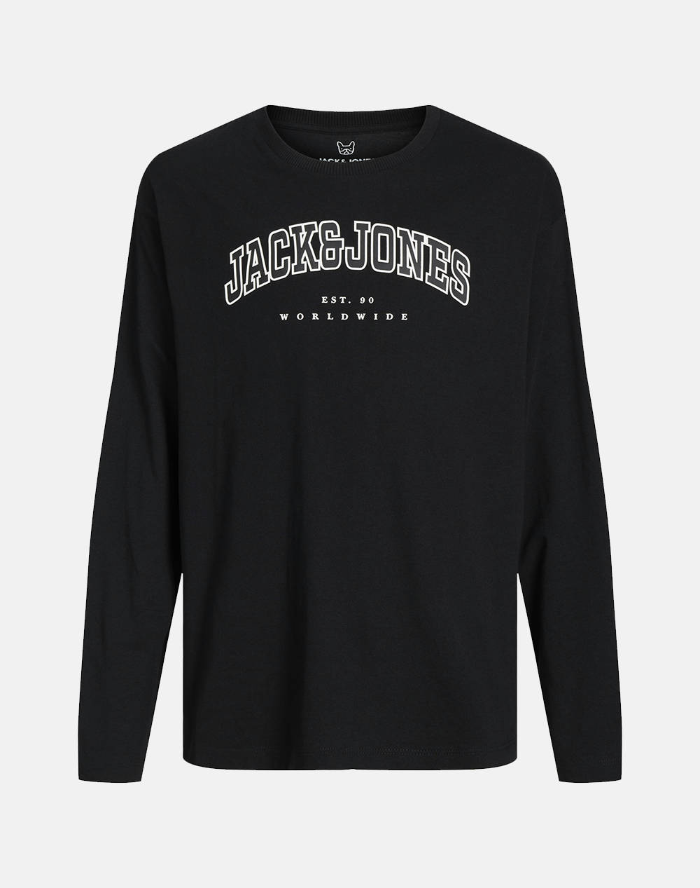 Jack&Jones Jjecaleb Varsity Tee Ls O Neck Sn Jnr Kids Boy Clothes T Shirts Black Cotton 12258928 Blackloose Male T-Shirts Black