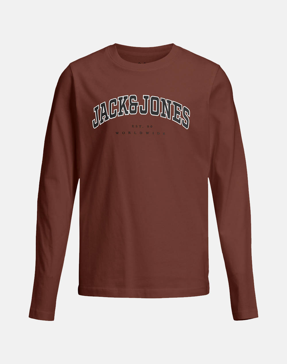 Jack&Jones Jjecaleb Varsity Tee Ls O Neck Sn Jnr Kids Boy Clothes T Shirts Brown Cotton 12258928 Burnt Henna Male T-Shirts Brown