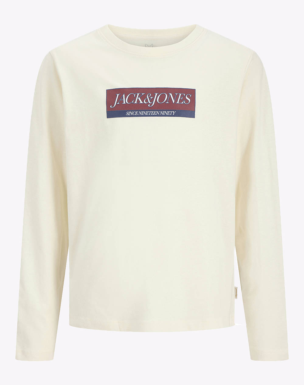 Jack&Jones Jorinwood Block Branding Tee Ls Cn Jnr Παιδι Αγορι Ρουχα Μπλουζες Ecru Βαμβακι 12289280 Antique White Γιά Αγόρι