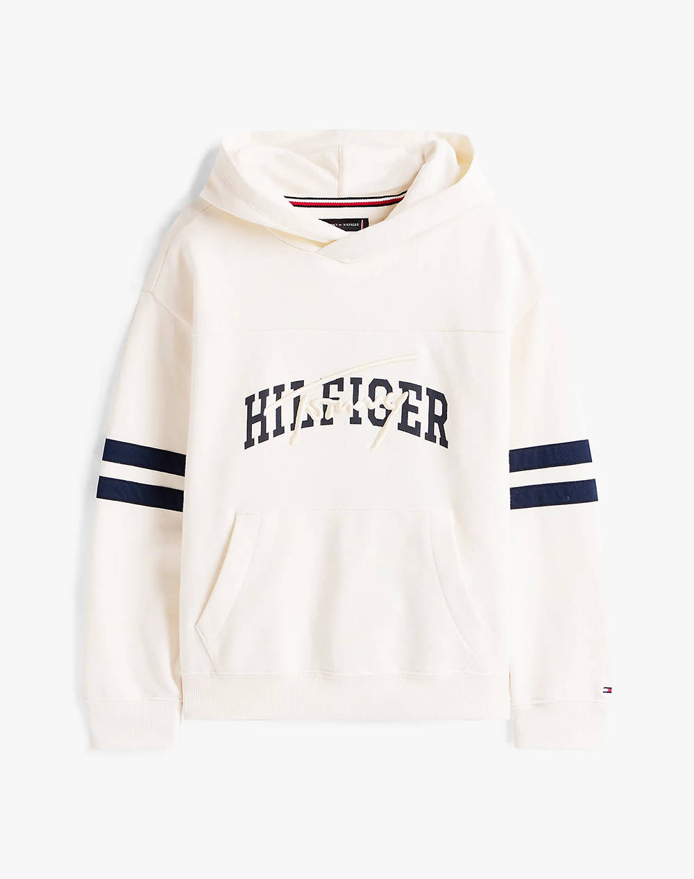 Tommy Hilfiger Th Mixed Graphic Hoodie Kids Boy Clothes T Shirts Ivory Cotton Kb0Kb09742 8Y 16Y Ya8 Male T-Shirts