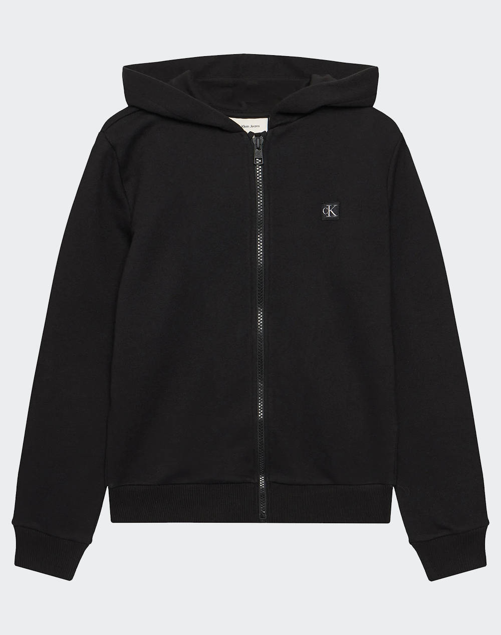 Calvin Klein Mini Badge Zip Through Kids Girl Clothes Cardigans Black Cotton,Elastic Iu0Iu00707 8Y 16Y Beh Unisex Cardigans Black