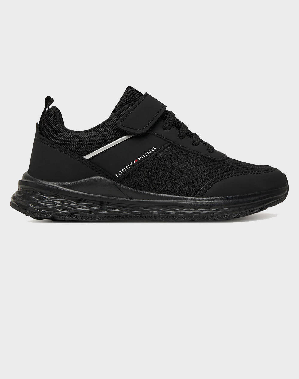 Tommy Hilfiger Low Cut Lace Up/Velcro Sneaker Kids Girl Footwear Sneakers Black Imitation Leather,Velvet,Synthetic T3X9 34115 1845 35 39 999 Unisex