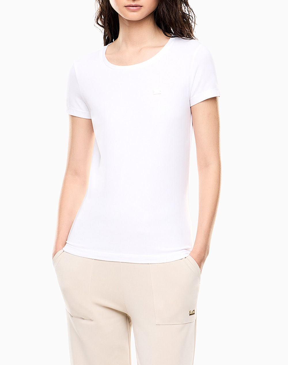 Ea7 T Shirt Γυναικα Ρουχα Μπλουζες Τ Shirt White Βαμβακιμε Ελασταν 7W001045Af10373 U0002