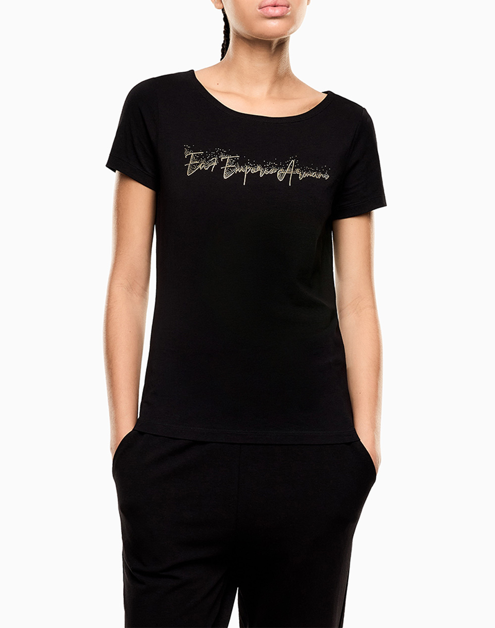 Ea7 T Shirt Γυναικα Ρουχα Μπλουζες Τ Shirt Black Βαμβακιμε Ελασταν 7W000978Af10373 Uc001
