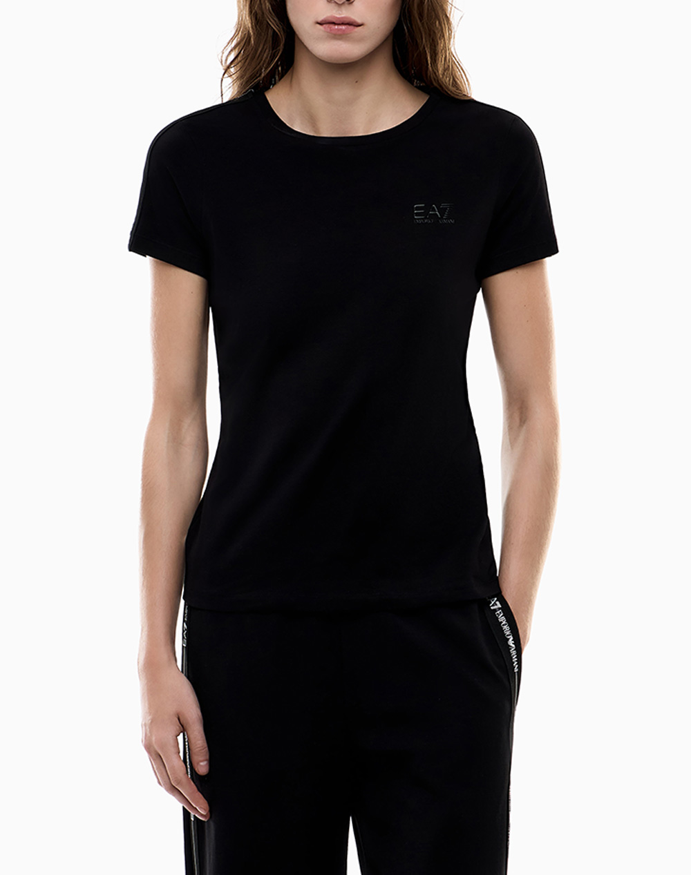 Ea7 T Shirt Γυναικα Ρουχα Μπλουζες Τ Shirt Black Βαμβακιμε Ελασταν 7W001490Af10373 Uc001