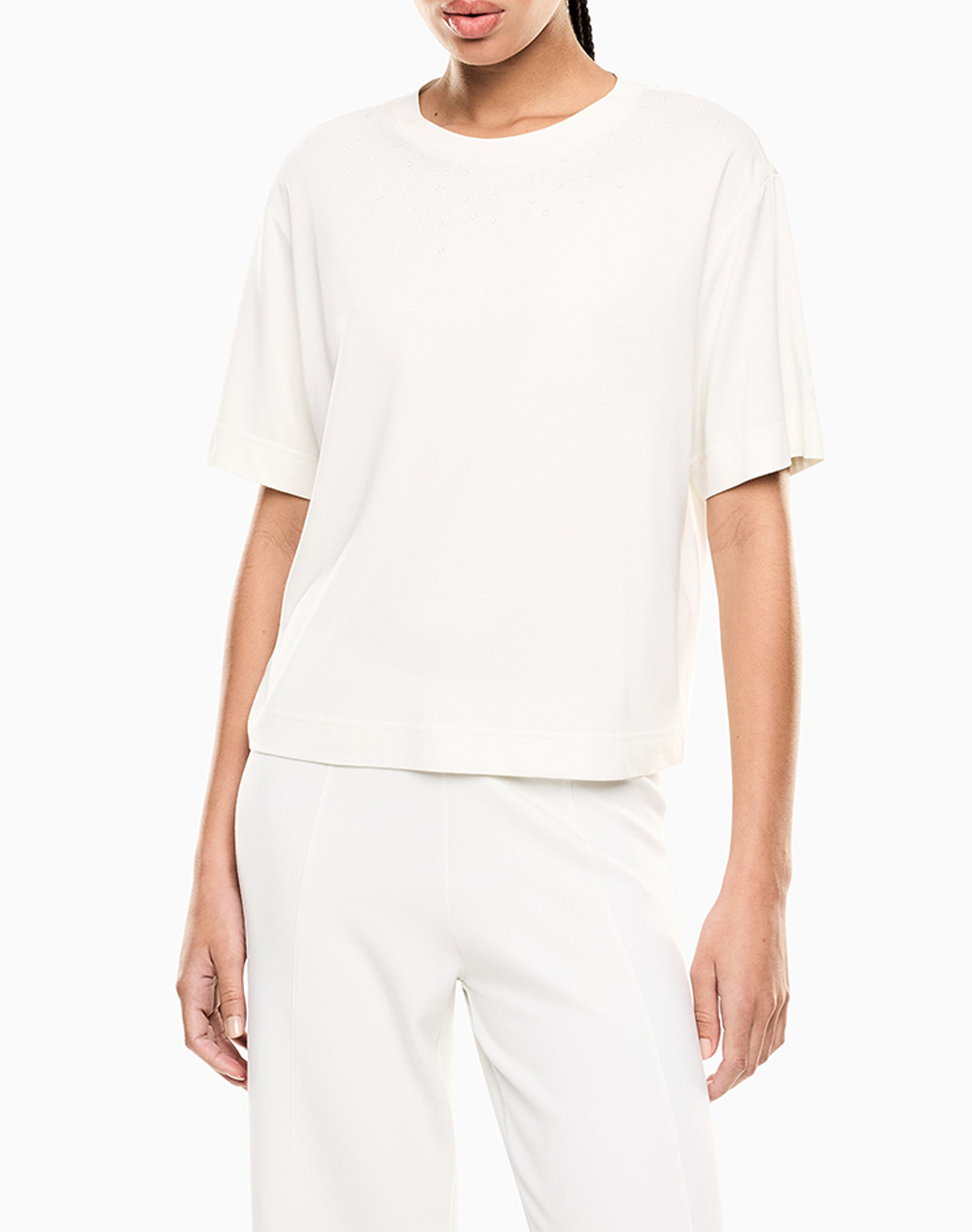 Ea7 T Shirt Γυναικα Ρουχα Μπλουζες Τ Shirt Cream Βισκοζσυνθετικο 7W001015Af13919 U1142