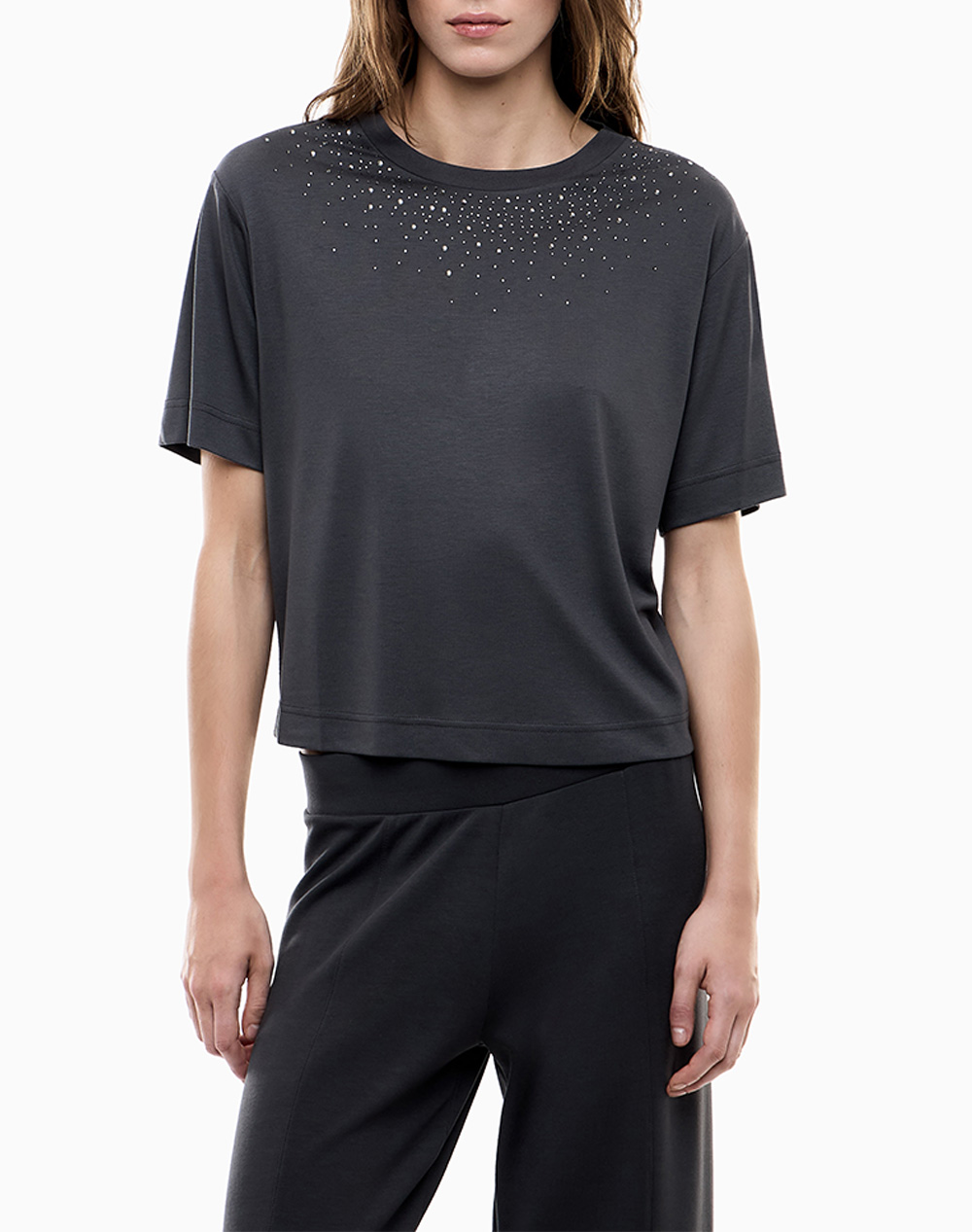 Ea7 T Shirt Γυναικα Ρουχα Μπλουζες Τ Shirt Darkgray Βισκοζσυνθετικο 7W001015Af13919 U8111
