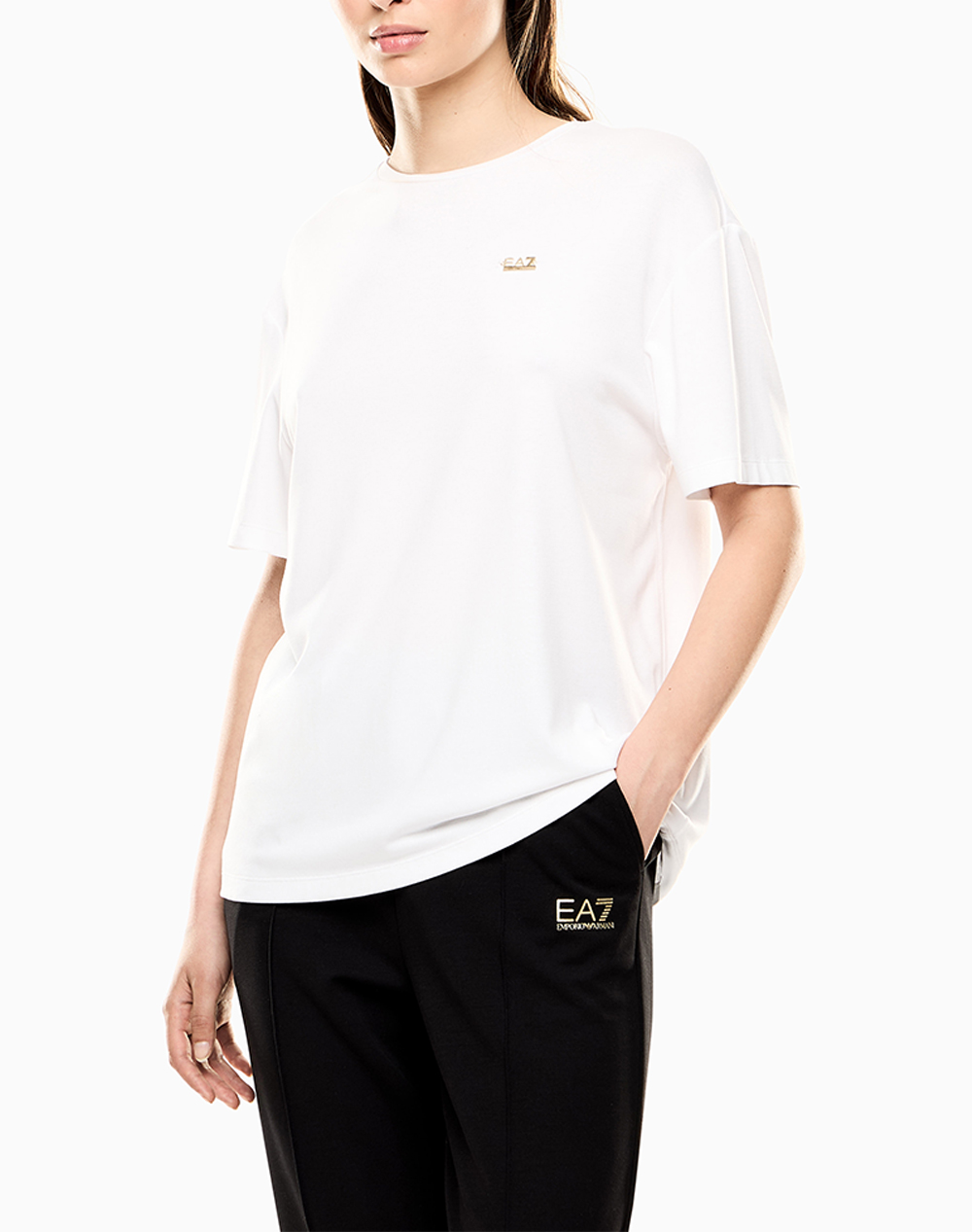 Ea7 T Shirt Γυναικα Ρουχα Μπλουζες Τ Shirt White Βισκοζσυνθετικο 7W000189Af13919 U0002