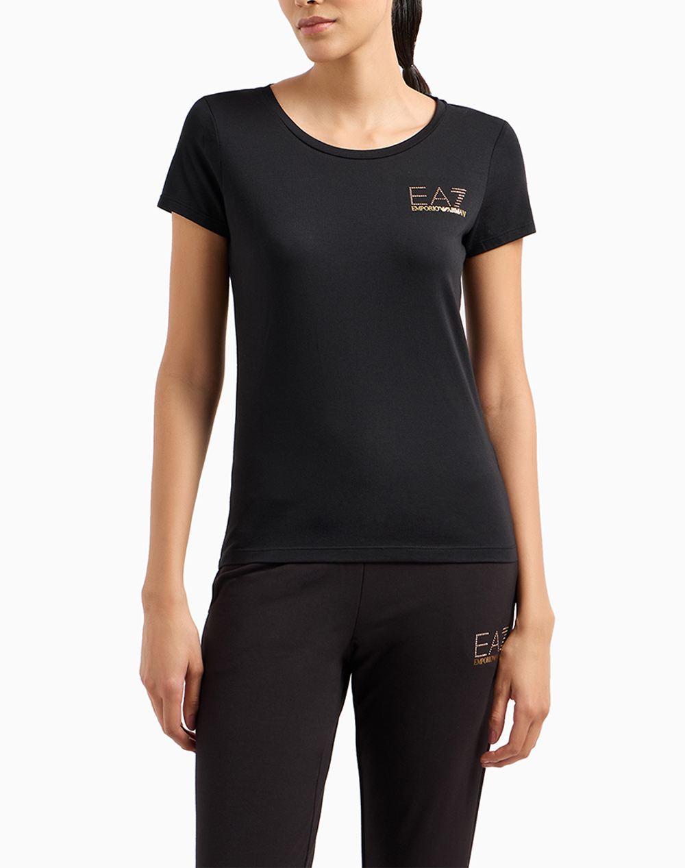 Ea7 T Shirt Γυναικα Ρουχα Μπλουζες Τ Shirt Black Βαμβακιμε Ελαστανσυνθετικο 8Ntt65Tjdqz 1200