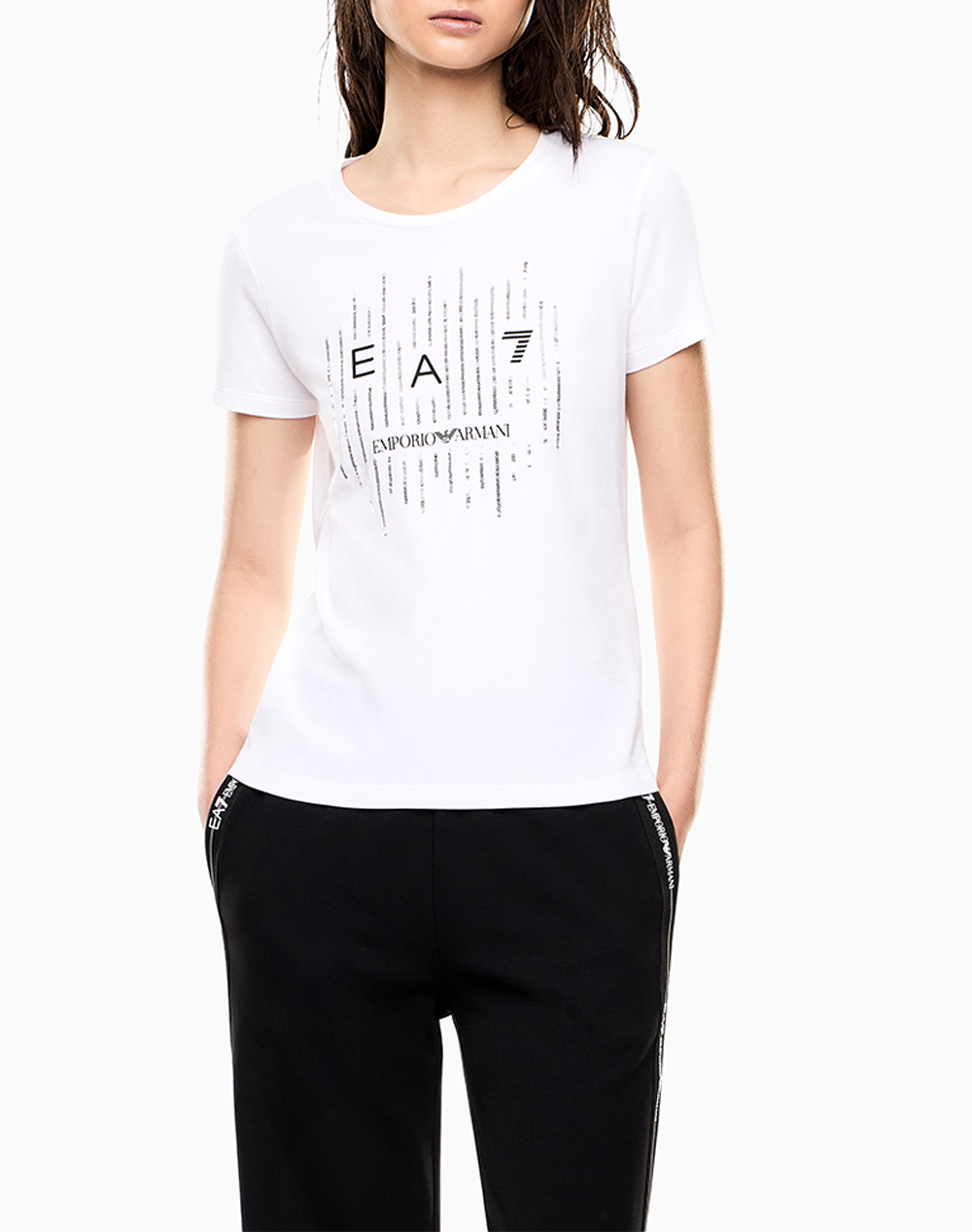 Ea7 T Shirt Γυναικα Ρουχα Μπλουζες Τ Shirt White Βαμβακιμε Ελασταν 7W001097Af10373 U0002