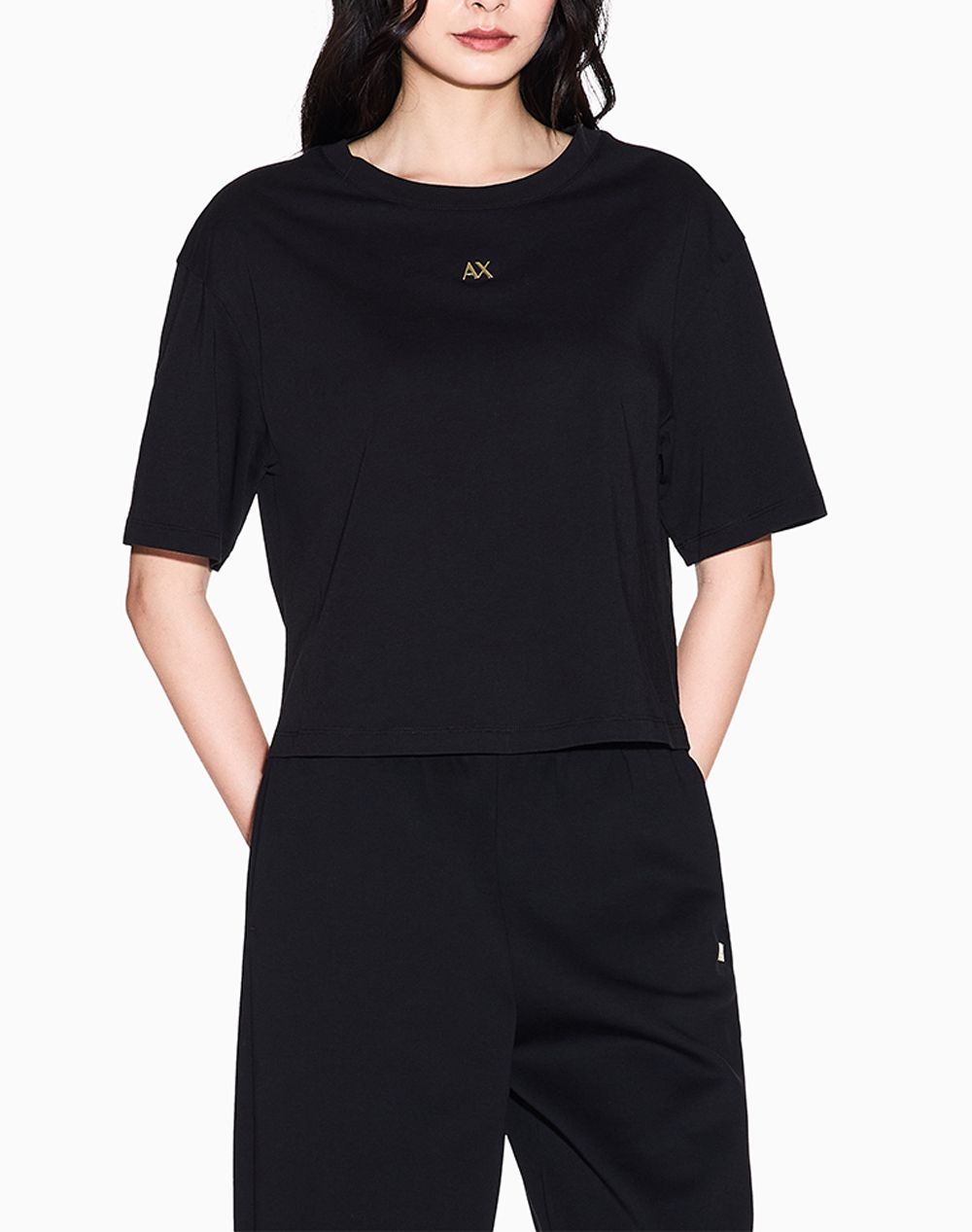Armani Exchange T Shirt Γυναικα Ρουχα Μπλουζες Τ Shirt Black Βαμβακι Xw001836Af10356 Uc001