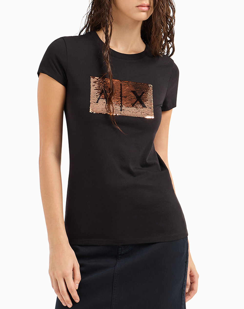 Armani Exchange T Shirt Γυναικα Ρουχα Μπλουζες Τ Shirt Black Βαμβακι 8Nytdlyj73Z 6231
