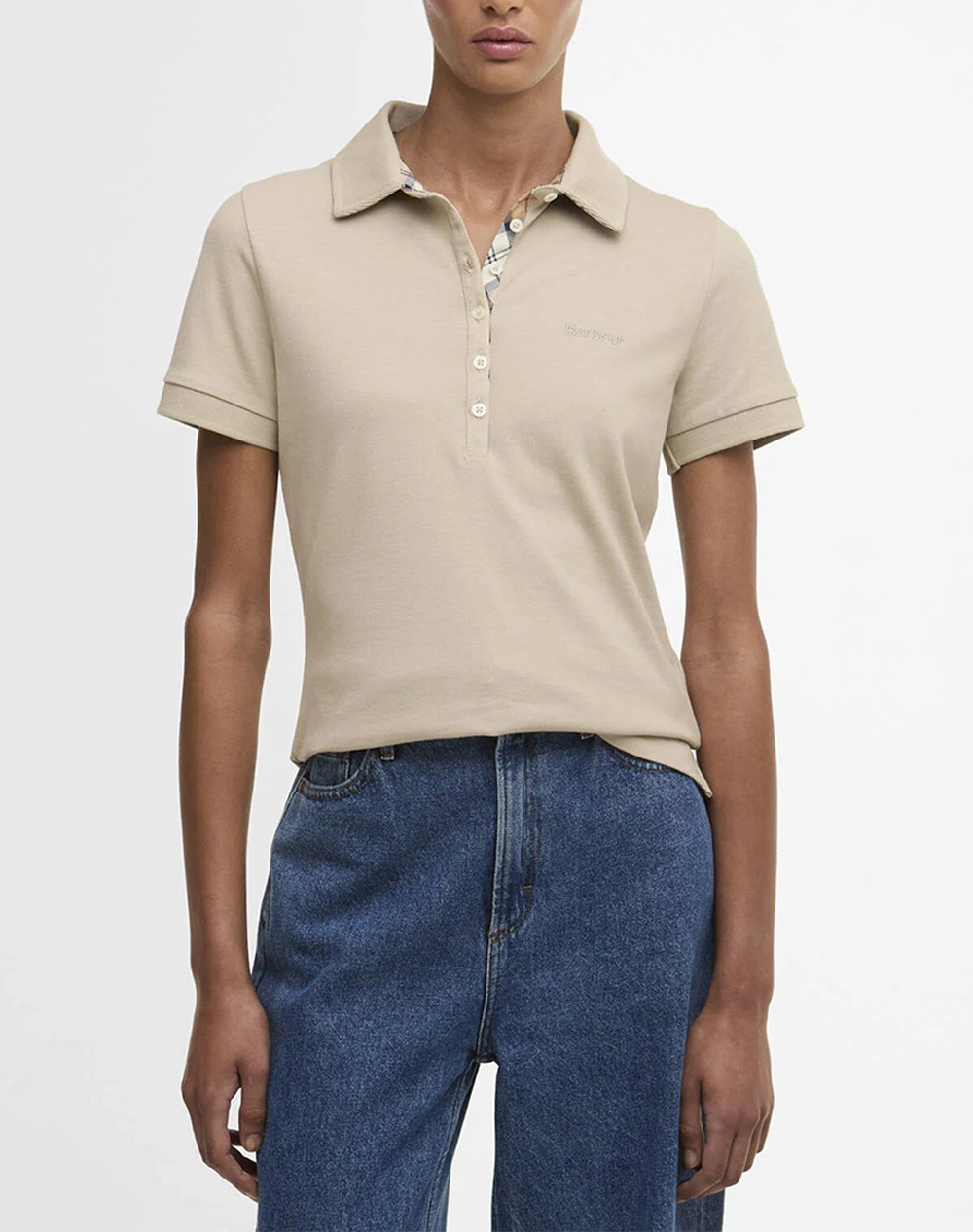 Barbour Μπλουζα Γυναικα Ρουχα Μπλουζες Polo Biege Βαμβακιμε Ελασταν Lml0634 Brsn31.16