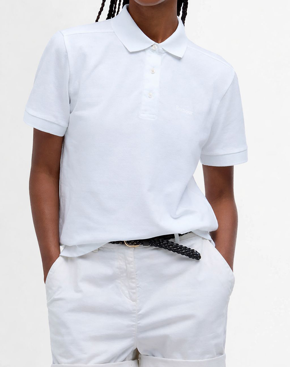 Barbour Μπλουζα Polo Γυναικα Ρουχα Μπλουζες Polo White Βαμβακιμε Ελασταν Lml0886 Brwh11