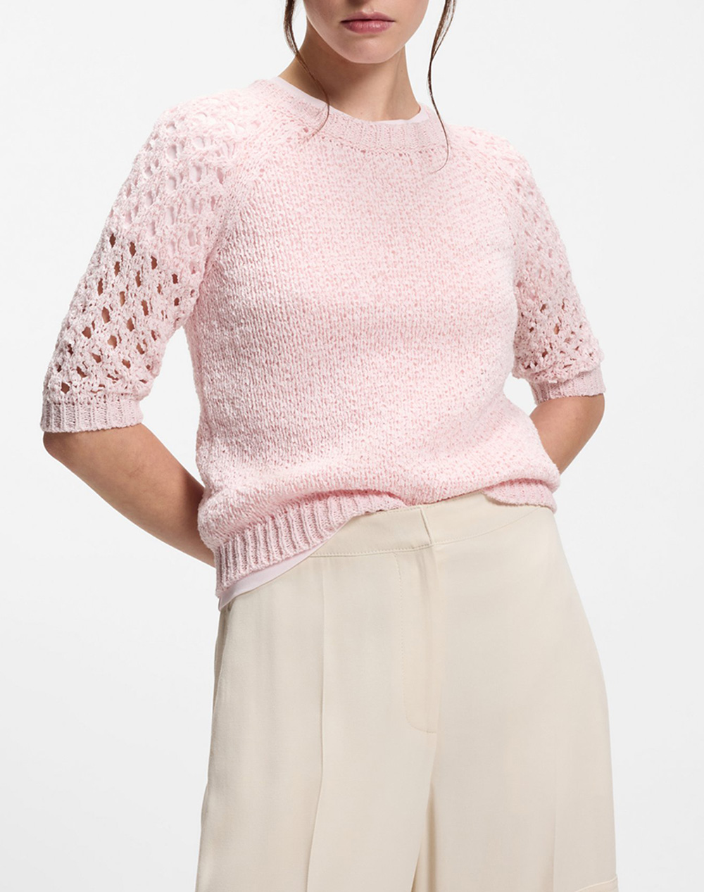 Boss Fanuka 10279292 01 Γυναικα Ρουχα Μπλουζες Πλεκτα Lightpink Βαμβακισυνθετικο 50561355 680