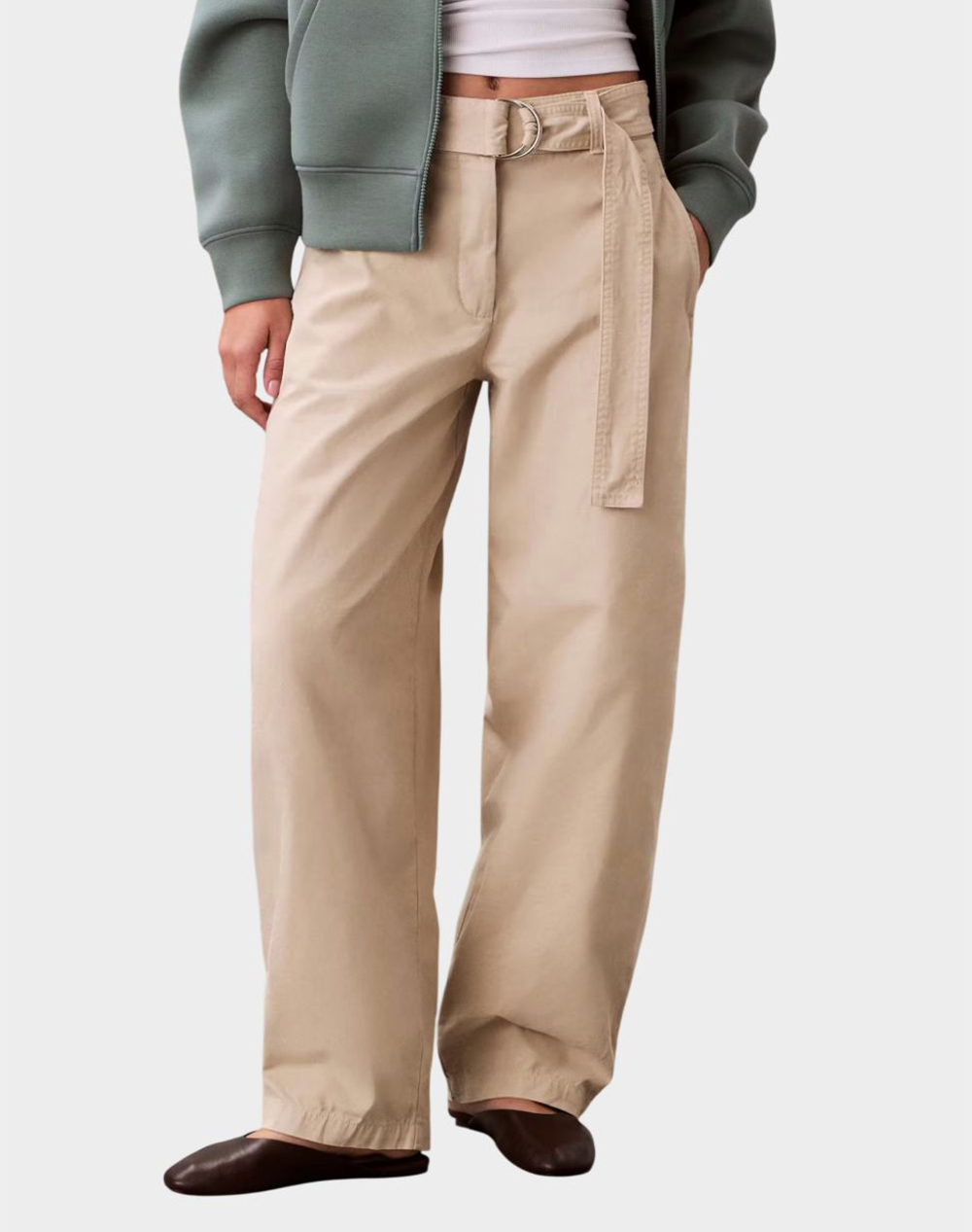 Calvin Klein Jeans Cotton Seamed Pant Γυναικα Ρουχα Παντελονια Υφασματινα Biege Βαμβακι Lv044E619G 2F2