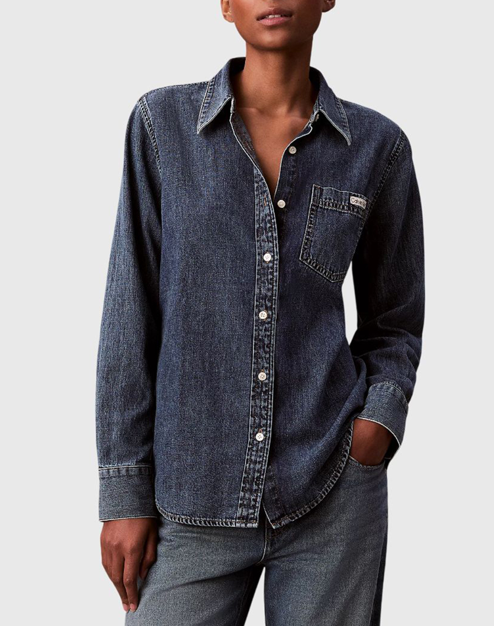 Calvin Klein Ls Classic Denim Shirt Blue Whar Γυναικα Ρουχα Πουκαμισα Denimblue Βαμβακι Lv047e742g 3Ua - Koolfly