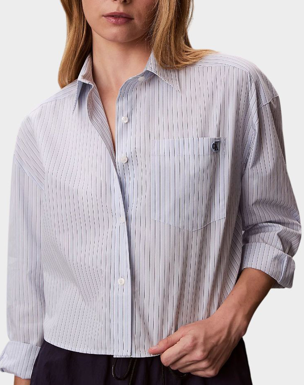 Calvin Klein Jeans Yarndye Cotton Poplin Cropped Sh Γυναικα Ρουχα Πουκαμισα Mixed Βαμβακι Lv047F105G C1O