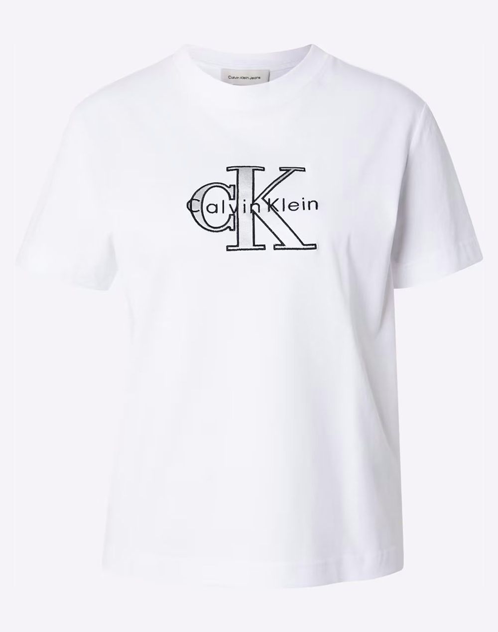 Calvin Klein Jeans Ss Classic Monologo Metallic Cne Γυναικα Ρουχα Μπλουζες Τ Shirt White Βαμβακι Lv047E819G Yaa