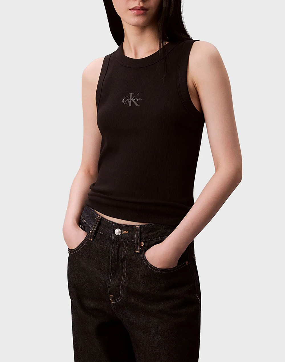 Calvin Klein Jeans Sl Monogram Rib Tank Γυναικα Ρουχα Μπλουζες Τοπ/Κορμακια Black Βαμβακι,Με Ελασταν Lv047e200g Ub1 - Koolfly