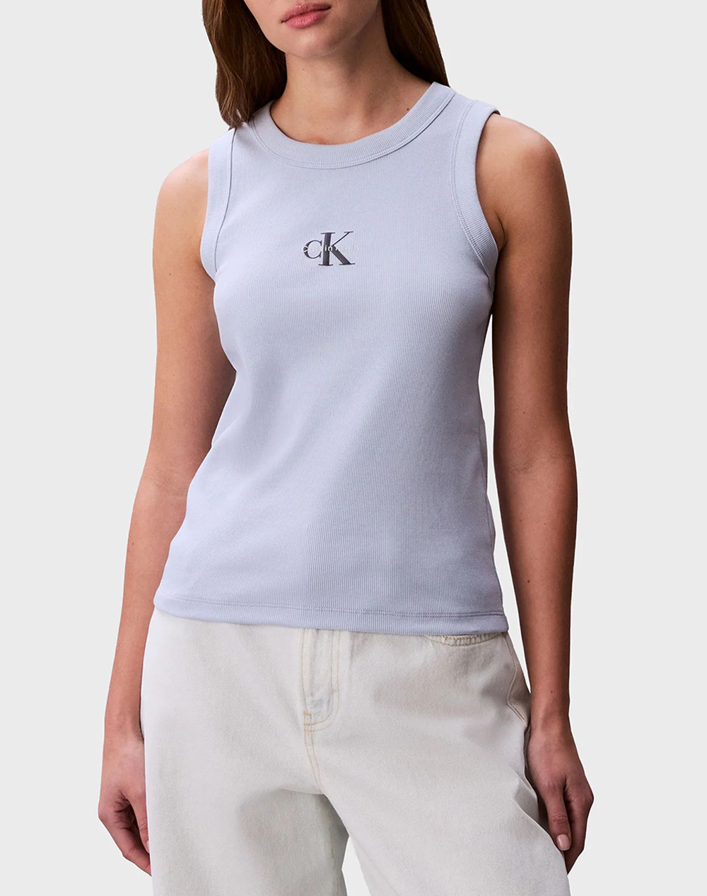 Calvin Klein Jeans Sl Monogram Rib Tank Γυναικα Ρουχα Μπλουζες Τοπ/Κορμακια Lightblue Βαμβακιμε Ελασταν Lv047E200G C1O