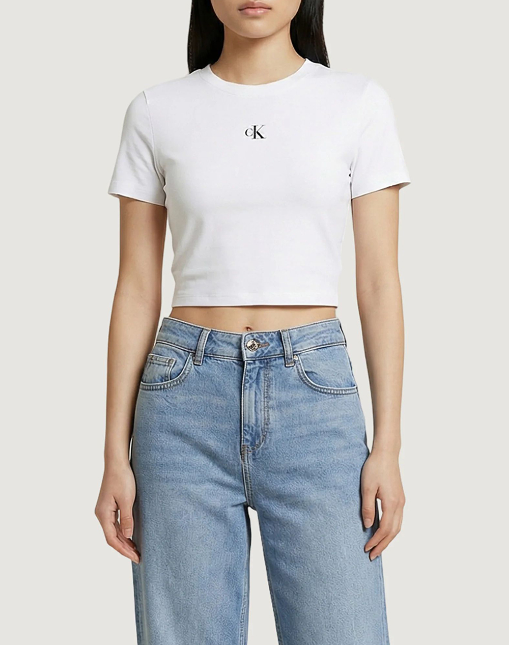 Calvin Klein Jeans A Ss Logo Cropped Tee Γυναικα Ρουχα Μπλουζες Τ Shirt White Βαμβακιμε Ελασταν Lv047Ab213 Yaf