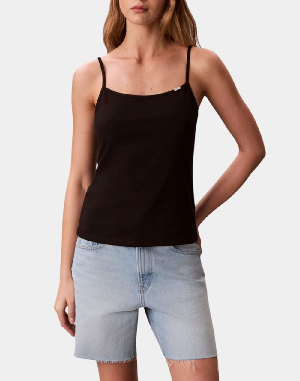 Calvin Klein Jeans Sl Cotton Stretch Strap Cami Γυναικα Ρουχα Μπλουζες Τοπ/Κορμακια Black Βαμβακιμε Ελασταν Lv047F259G Ub1